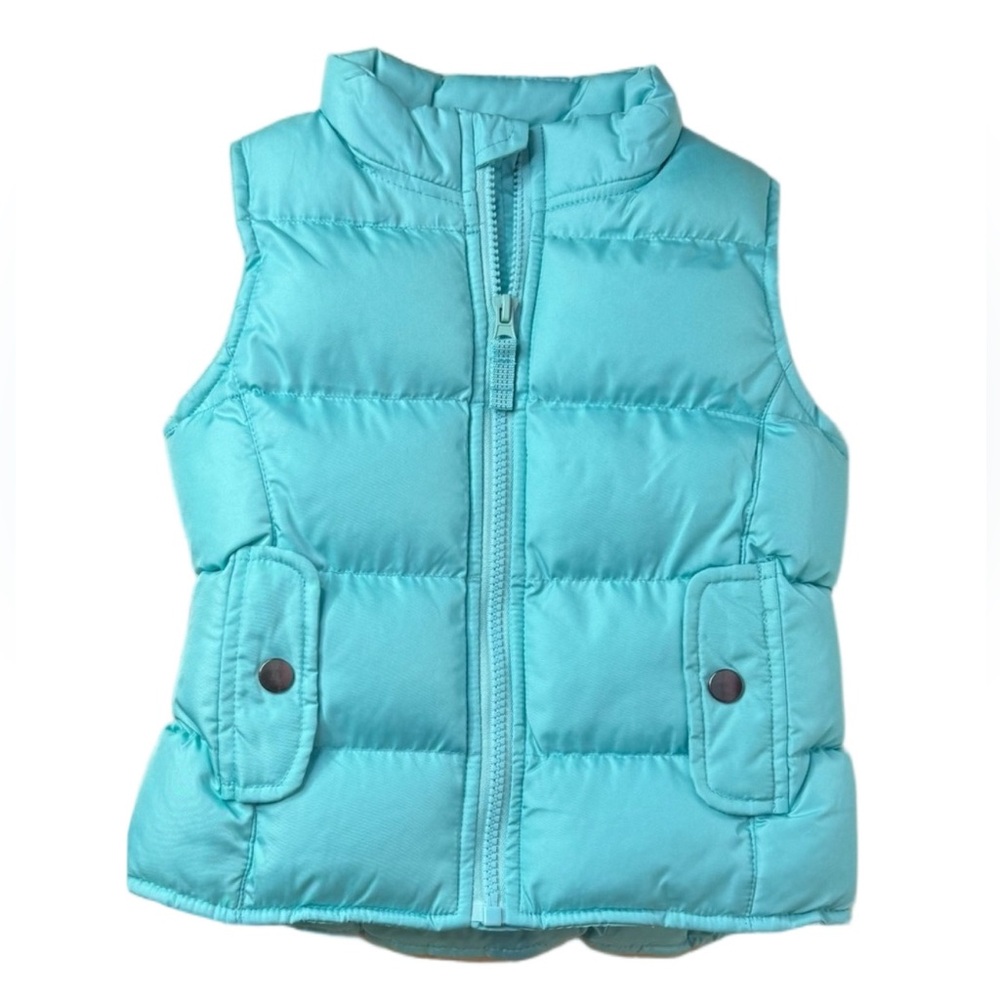 Cherokee Toddler Girls Aqua Puffer Vest Quilted Zip Front Size 18-24 Months
